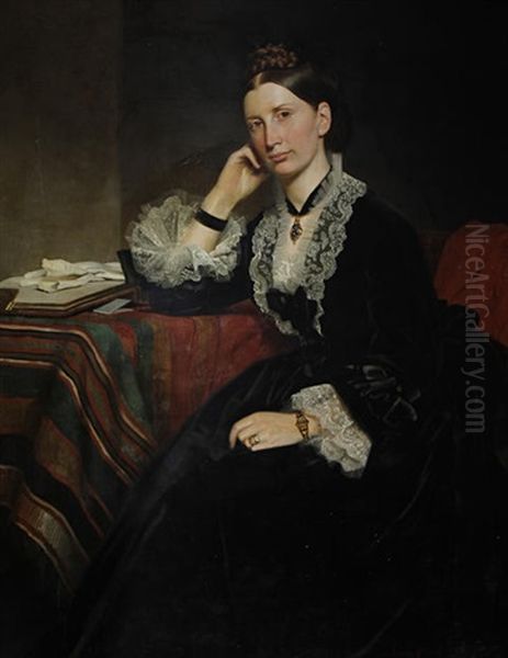 Portrait Of A Lady (+ Portrait Of A Gentleman; Pair) Oil Painting by Norman Macbeth