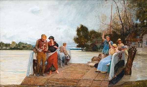 On The Way To Market - And The Floods Are Out Oil Painting by Robert Walker Macbeth