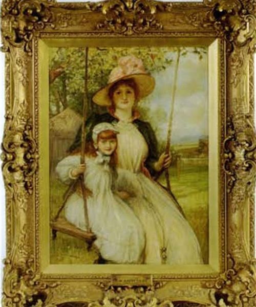 Happy Days: Mother And Child On A Swing Oil Painting by Robert Walker Macbeth