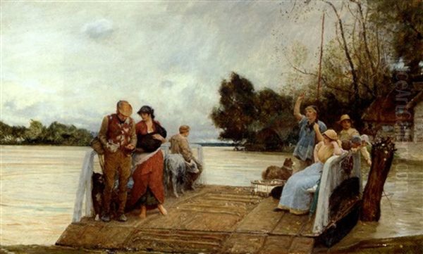 On The Way To Market - And The Floods Are Out Oil Painting by Robert Walker Macbeth