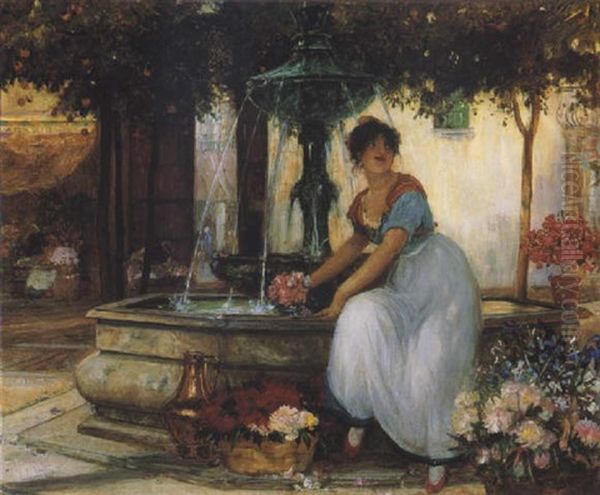 Vendedora De Flores En Sevilla Oil Painting by Robert Walker Macbeth