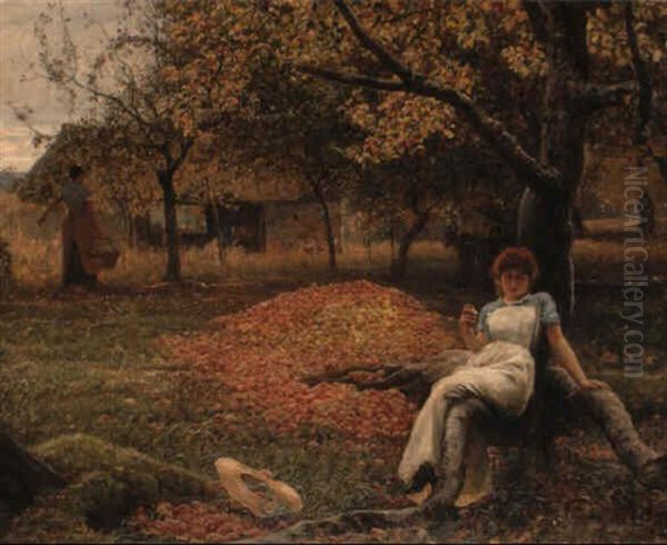 In The Cider Orchard Oil Painting by Robert Walker Macbeth