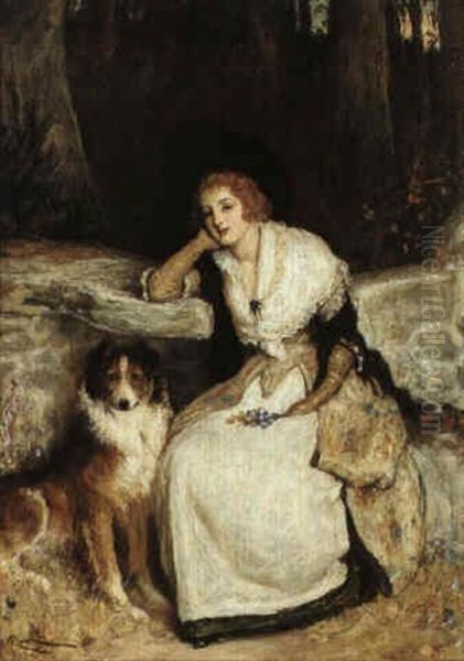 Portrait Of A Lady With Her Collie Oil Painting by Robert Walker Macbeth