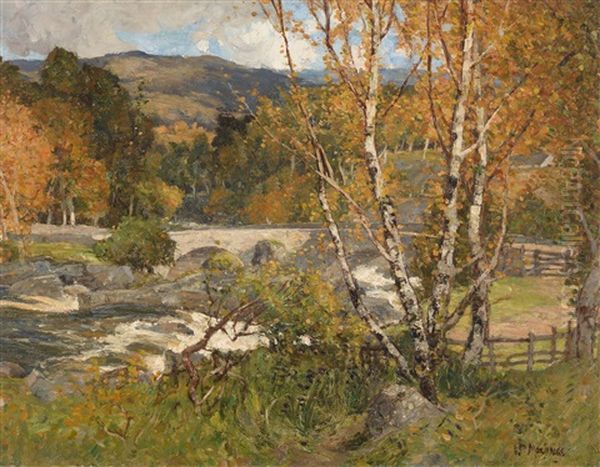 Herbstliche Flusslandschaft Oil Painting by William Macbride