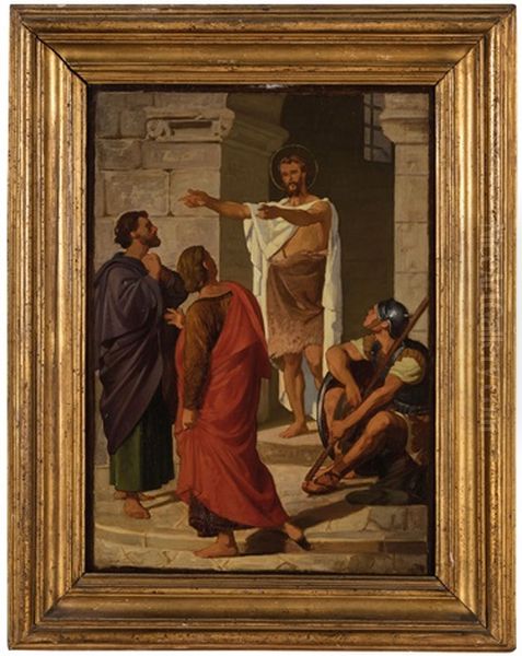 Bozzetto Per Il San Giovanni Battista Sulla Soglia Del Carcere Che Invia I Suoi Discepoli Da Gesu Cristo Oil Painting by Cesare Maccari