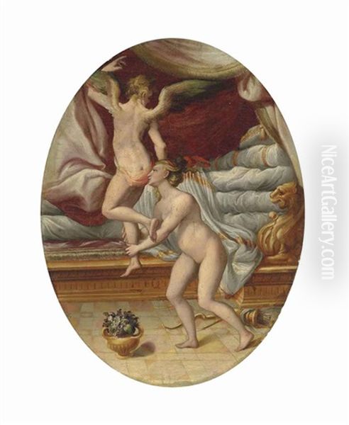 The Flight Of Cupid Oil Painting by Girolamo Macchietti