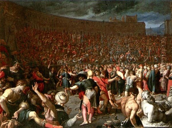 Celebration Of A Victory Oil Painting by Girolamo Macchietti