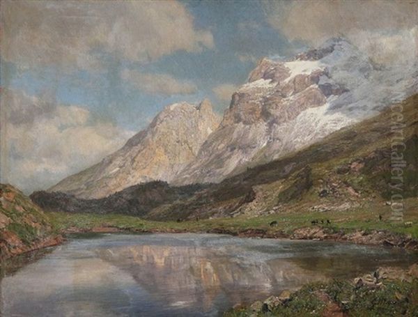 Alpine Landscape Oil Painting by Georg Macco