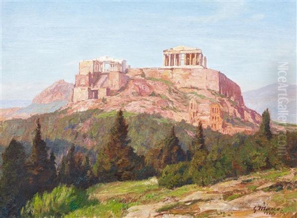 Die Akropolis Von Athen Oil Painting by Georg Macco