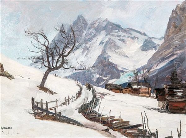 Januartag In Den Verschneiten Bergen Oil Painting by Georg Macco