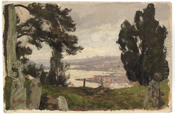 Blick Auf Den Bosporus Bei Konstantinopel Oil Painting by Georg Macco