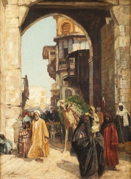 Rue Animee Au Caire Oil Painting by Georg Macco