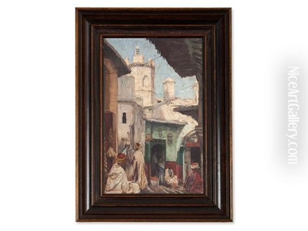 Merchants In Oriental Alley Oil Painting by Georg Macco