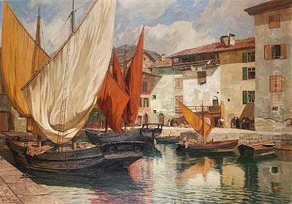 Italienische Hafenstadt Oil Painting by Georg Macco