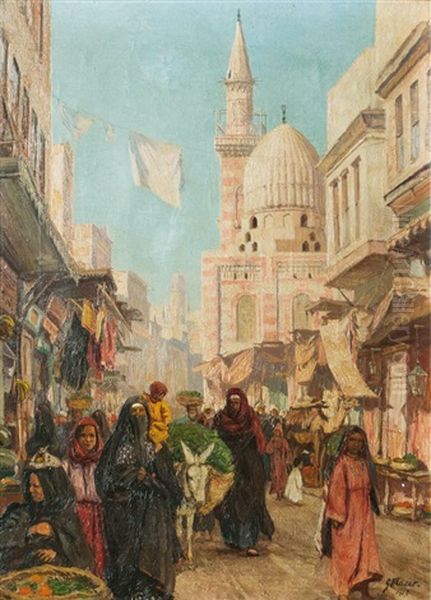 Busy Bazaar Oil Painting by Georg Macco