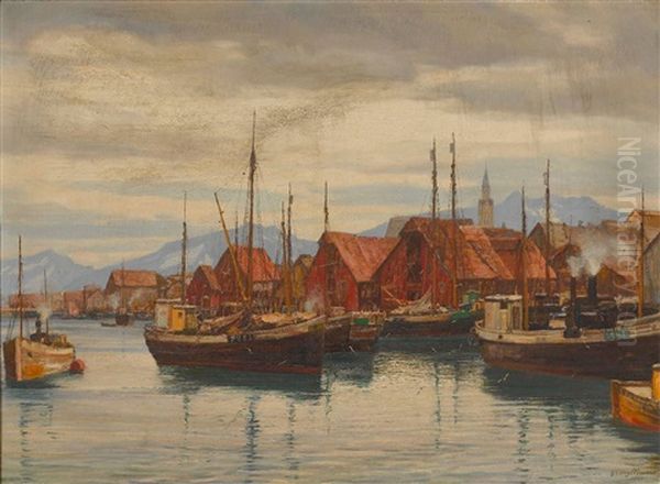 Norwegischer Hafen (tromso) Oil Painting by Georg Macco