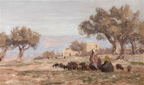 Schafhirten Bei Jerusalem Oil Painting by Georg Macco