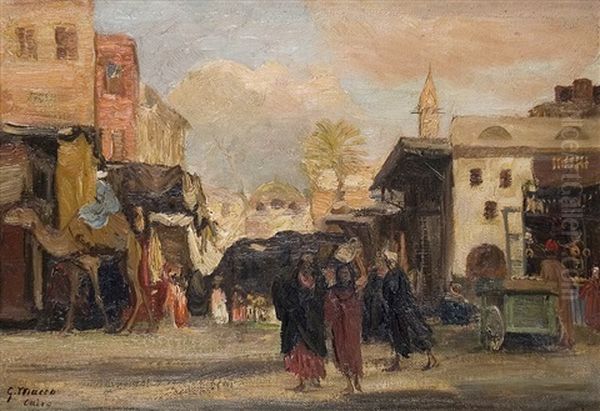 On The Bazaar In Cairo Oil Painting by Georg Macco