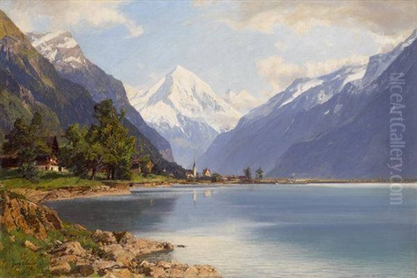 Urnersee Und Fluelen Mit Bristenstock Oil Painting by Georg Macco