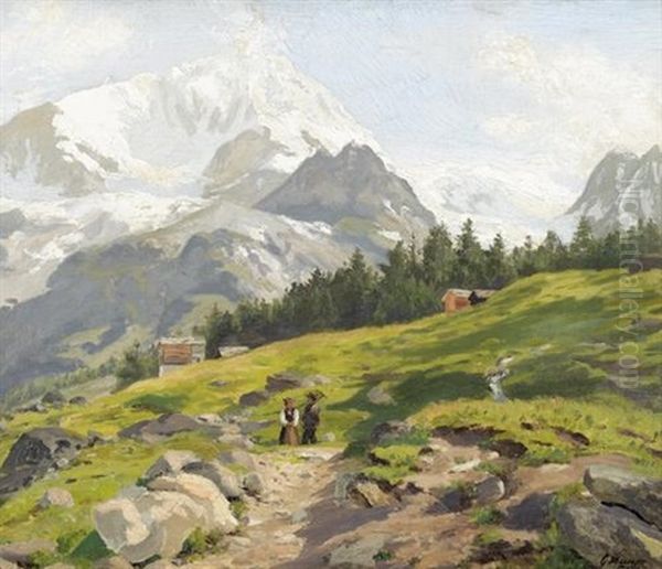 Blick Auf Den Pigne D'arolla Im Wallis Oil Painting by Georg Macco