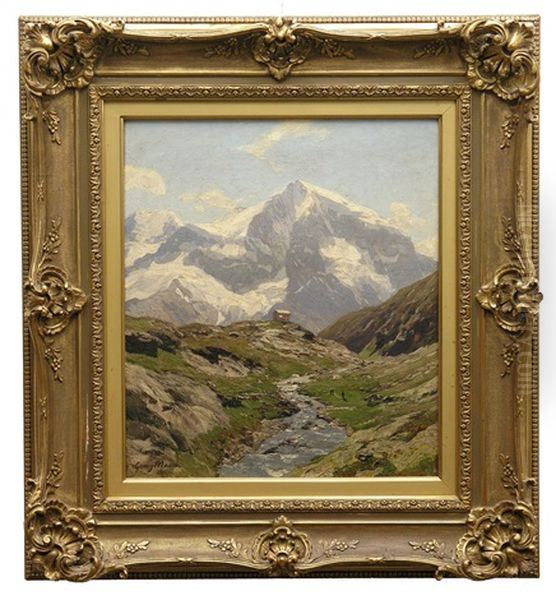 Hochgebirgspass Mit Wanderern Oil Painting by Georg Macco