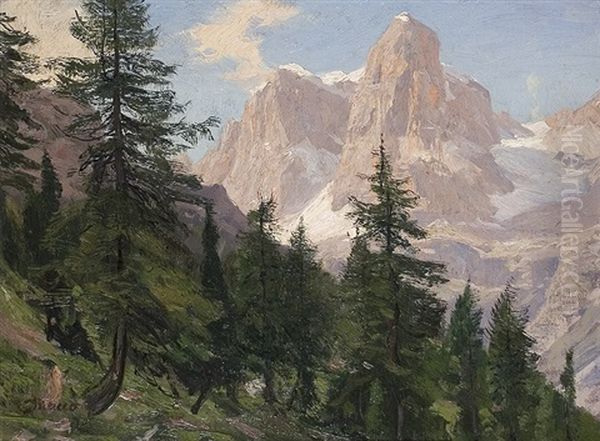 Alps Oil Painting by Georg Macco