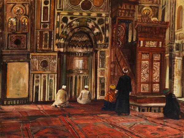 Inneres Der Al-mu'ayyad-moschee In Kairo Oil Painting by Georg Macco