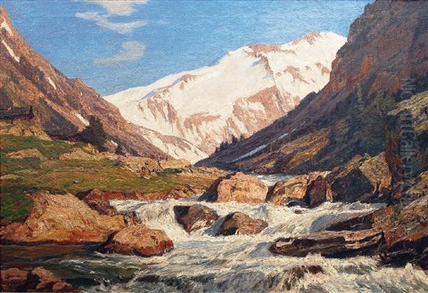 Der Junge Rhein - St. Gotthardgruppe Oil Painting by Georg Macco