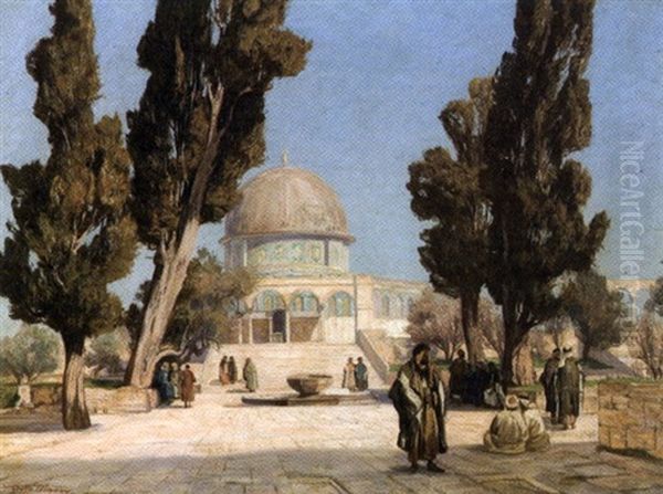 Vue Du Dome Du Rocher, Jerusalem Oil Painting by Georg Macco