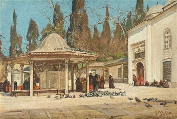 Eyup Mosque, Constantinople Oil Painting by Georg Macco