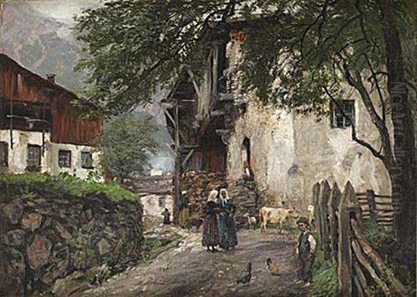 Pa Bygatan Oil Painting by Georg Macco