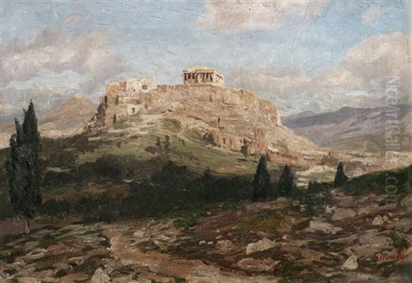 Blick Auf Die Akropolis Oil Painting by Georg Macco