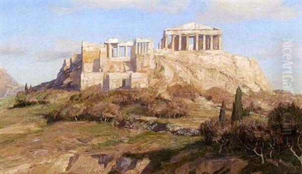 Blick Auf Die Akropolis In Athen Oil Painting by Georg Macco