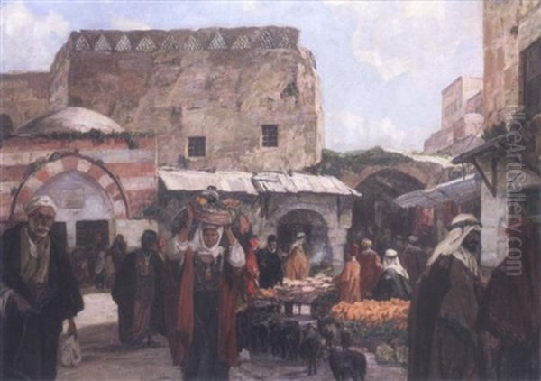 Marche A Jerusalem Oil Painting by Georg Macco