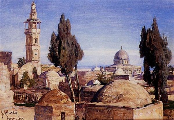 Vue De Jerusalem Oil Painting by Georg Macco