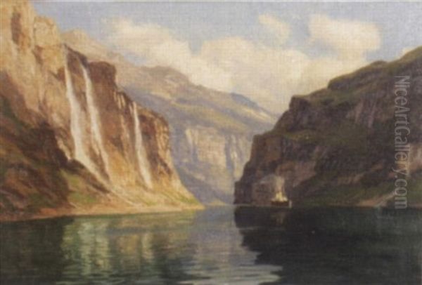 Geirangerfjord Oil Painting by Georg Macco