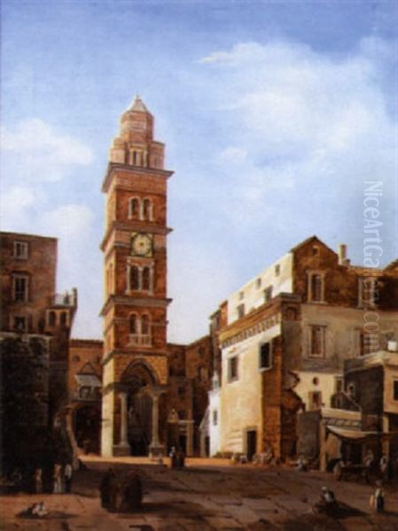 Vue D'une Place D'italie Oil Painting by Georg Macco