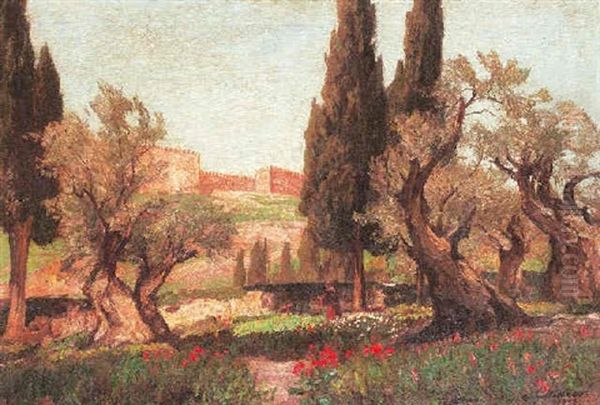 Blick In Den Garten Getsemane In Jerusalem Oil Painting by Georg Macco