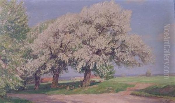 Blutenfulle - Weite Fruhlingslandschaft Mit Ausschlagenden Baumen Oil Painting by Georg Macco