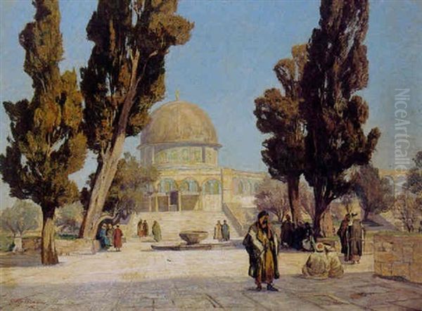 Le Dome Du Rocher (haram Al-charif) Oil Painting by Georg Macco