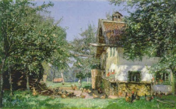 Gehoft (oberbayern) Oil Painting by Georg Macco