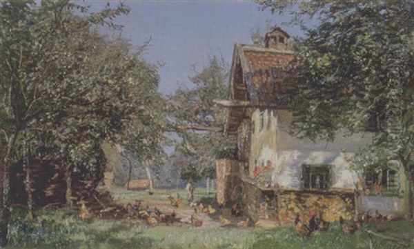 Gehoft (oberbayern) Oil Painting by Georg Macco