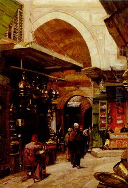 In The Bazaar Oil Painting by Georg Macco