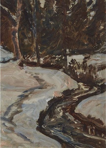 January Thaw, Circa 1908 Oil Painting by James Edward Hervey MacDonald