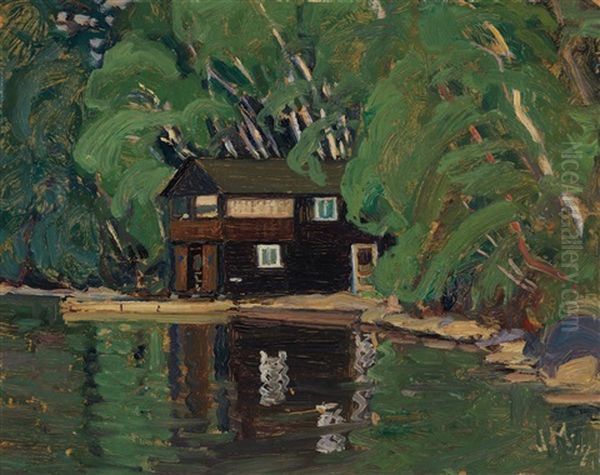 Boat House, Roche's Point, Lake Simcoe, Ontario Oil Painting by James Edward Hervey MacDonald