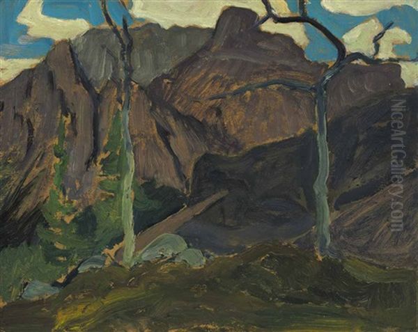 Part Of Cathedral Mountain Oil Painting by James Edward Hervey MacDonald