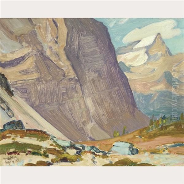 Near Mt Odaray, Rocky Mts Oil Painting by James Edward Hervey MacDonald