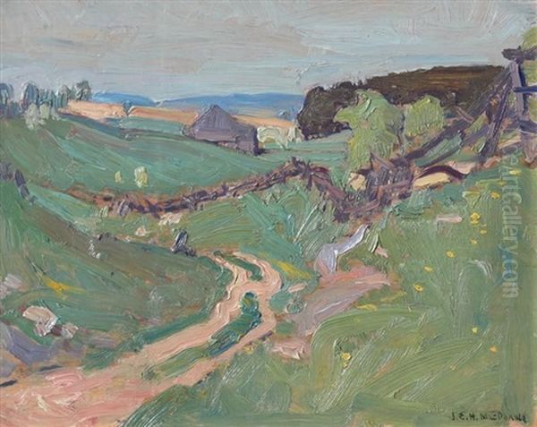 Fields Near Aurora, Ont. Oil Painting by James Edward Hervey MacDonald