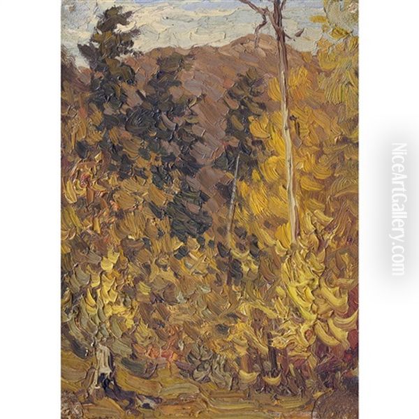 View Through The Trees, Autumn Oil Painting by James Edward Hervey MacDonald