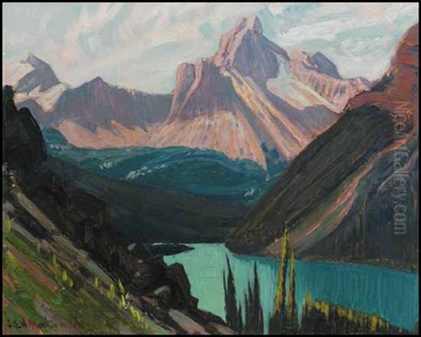 Study For Lake O'hara And Cathedral Mountain, Rockies Oil Painting by James Edward Hervey MacDonald